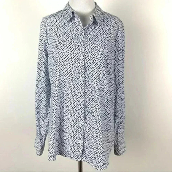 Gap factory womens top size M button down blue white hearts - Picture 1 of 7